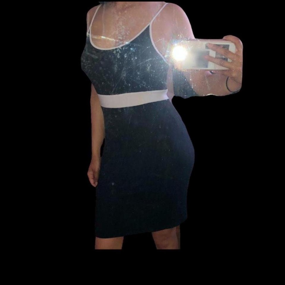 Navy & white strapped dress
